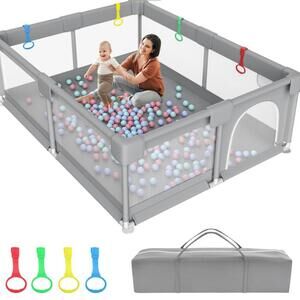 Extra Large Playpen 79x71 Inch Grey